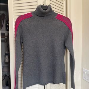 Michael Kors Gray Turtleneck Sweater with Pink Accents